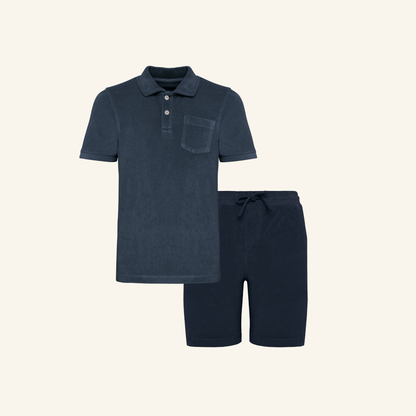 Boys Terry Set in Navy – matching family wear – La Vie Solaire