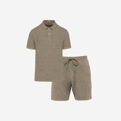 Men's Terry Set in Cream Coffee – matching family beachwear – La Vie Solaire