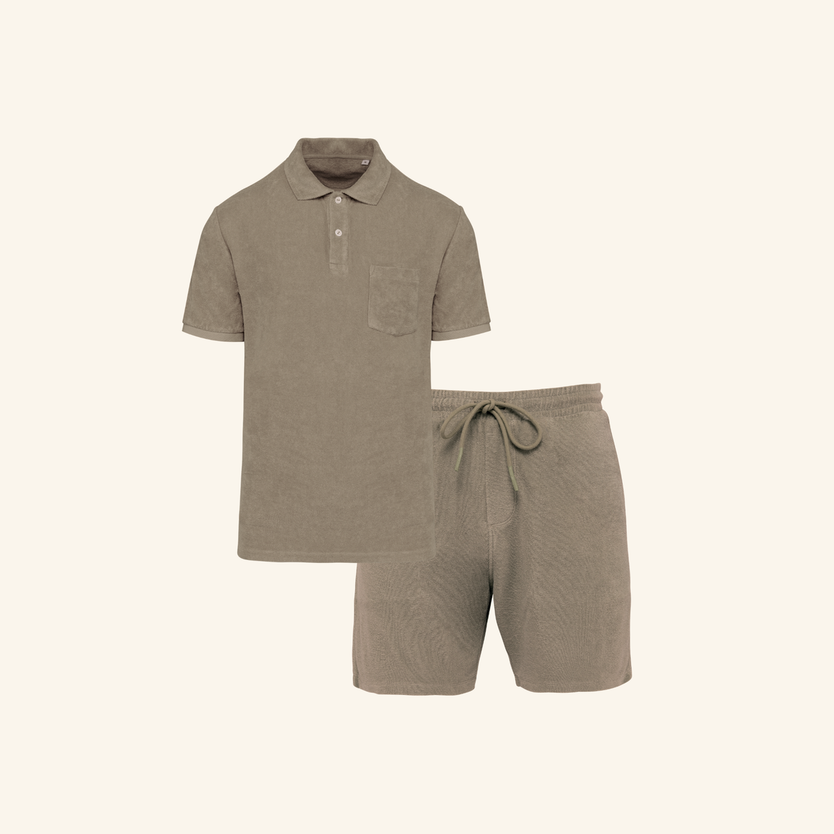 Men’s Terry Set in Cream Coffee – matching family wear – La Vie Solaire