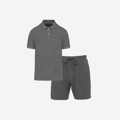 Men's Terry Set in Iron Grey – matching family beachwear – La Vie Solaire
