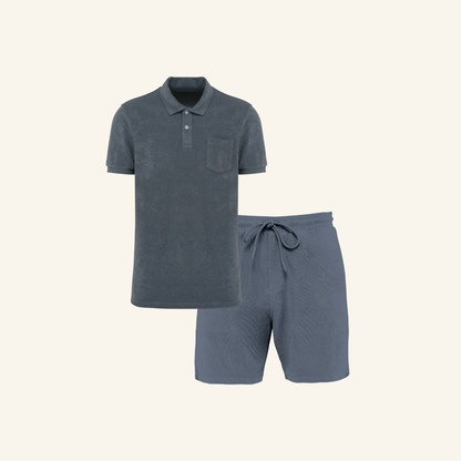 Men’s Terry Set in Mineral Grey – matching family wear – La Vie Solaire