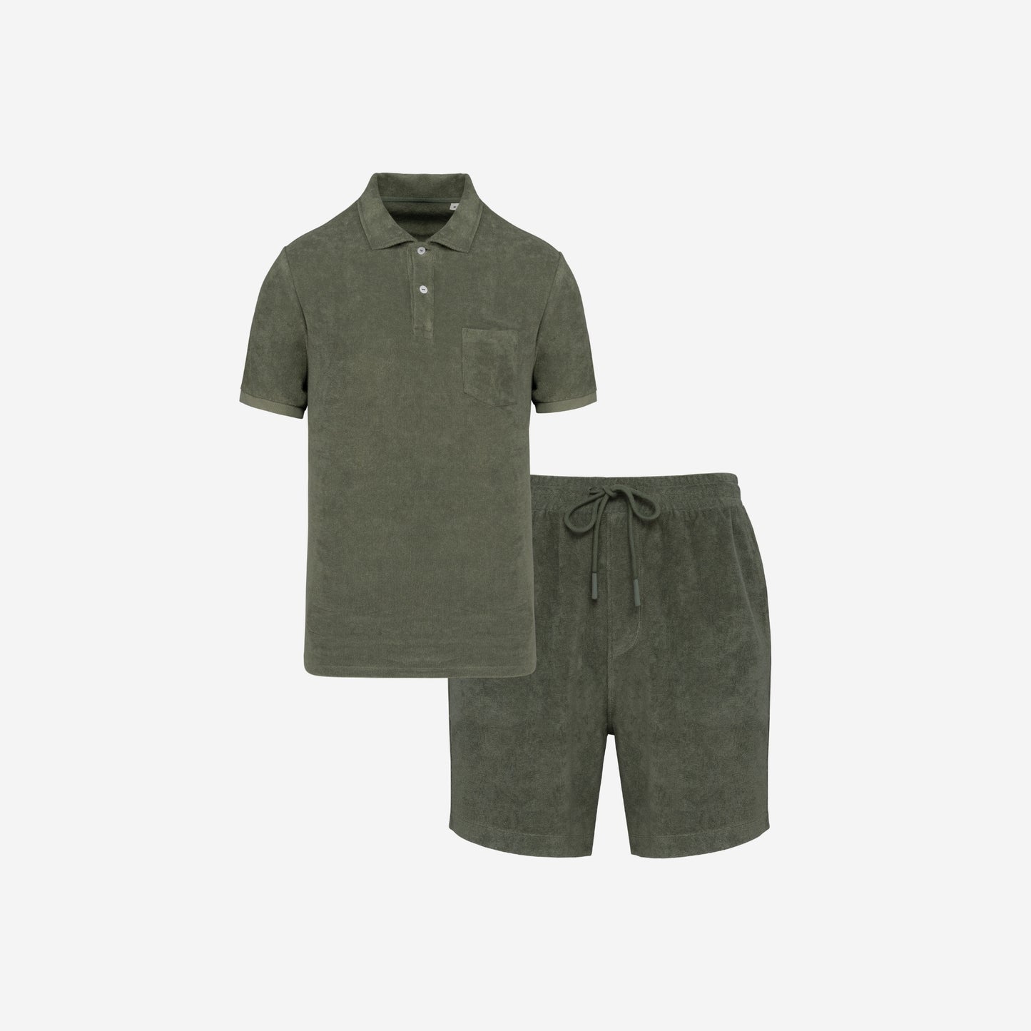 Men's Terry Set in Organic Khaki – matching family beachwear – La Vie Solaire
