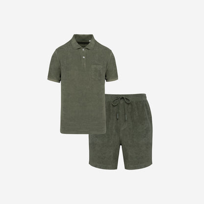 Men's Terry Set in Organic Khaki – matching family beachwear – La Vie Solaire