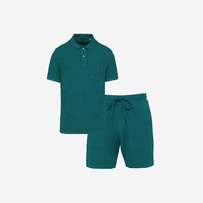Men's Terry Set in Peacock Green – matching family beachwear – La Vie Solaire