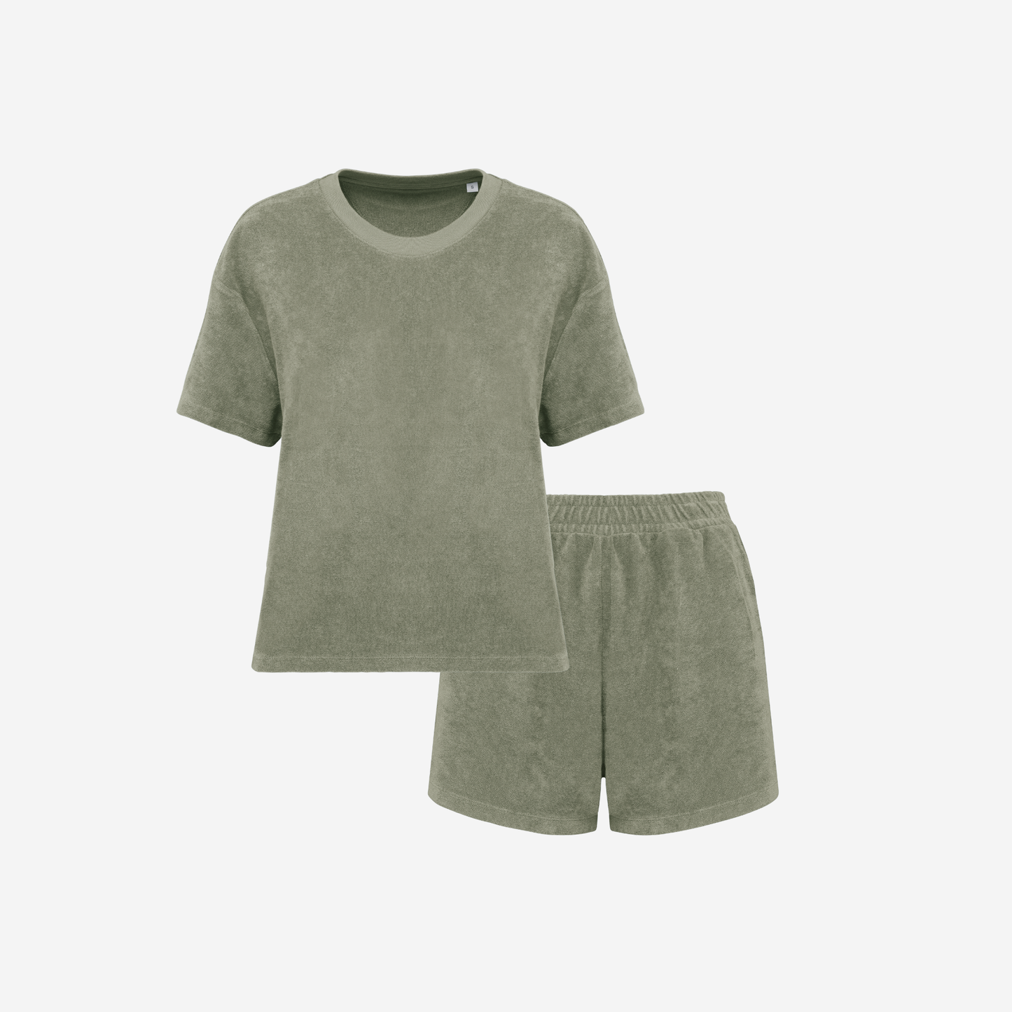 Women's Terry Set in Almond Green – matching family beachwear – La Vie Solaire