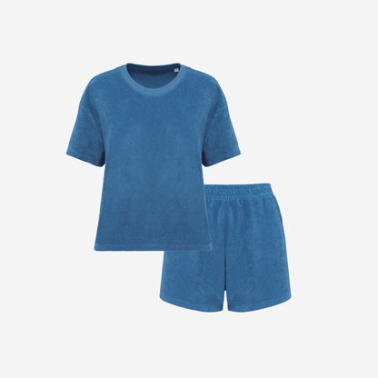 Women's Terry Set in Riviera Blue – matching family beachwear – La Vie Solaire