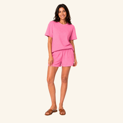 Women's Terry Set in Candy Rose – matching family wear – La Vie Solaire