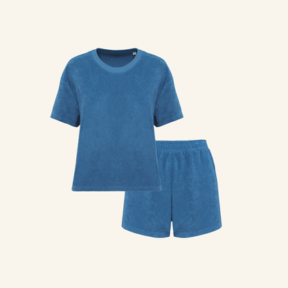 Women's Terry Set in Riviera Blue – matching family wear – La Vie Solaire